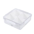 thumbnail image 5 of Paquete de 2 bandejas divididas para verduras con tapa para servir aperitivos, contenedor para ensaladas con 4 cajas extraíbles, refrigerador apilable, 5 of 5