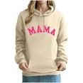 thumbnail image 2 of Qulqfy Valentines Hoodies for Women Long Sleeve Mama Pullover Beige Hoodies Fall Women with Pouch Tops L, 2 of 4