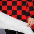 thumbnail image 3 of Oversized Wearable Blanket Hoodie,Red and Black Checkered Pattern Sherpa Blanket Hoodie with Super Pockets,Super Warm Fuzzy Pullover for Women & Men, 3 of 6