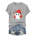 thumbnail image 2 of ClodeEU Women's Halloween Cute Printed T Shirt, Short Sleeved Round Neck Top ,Women's Plus XL, 2 of 5
