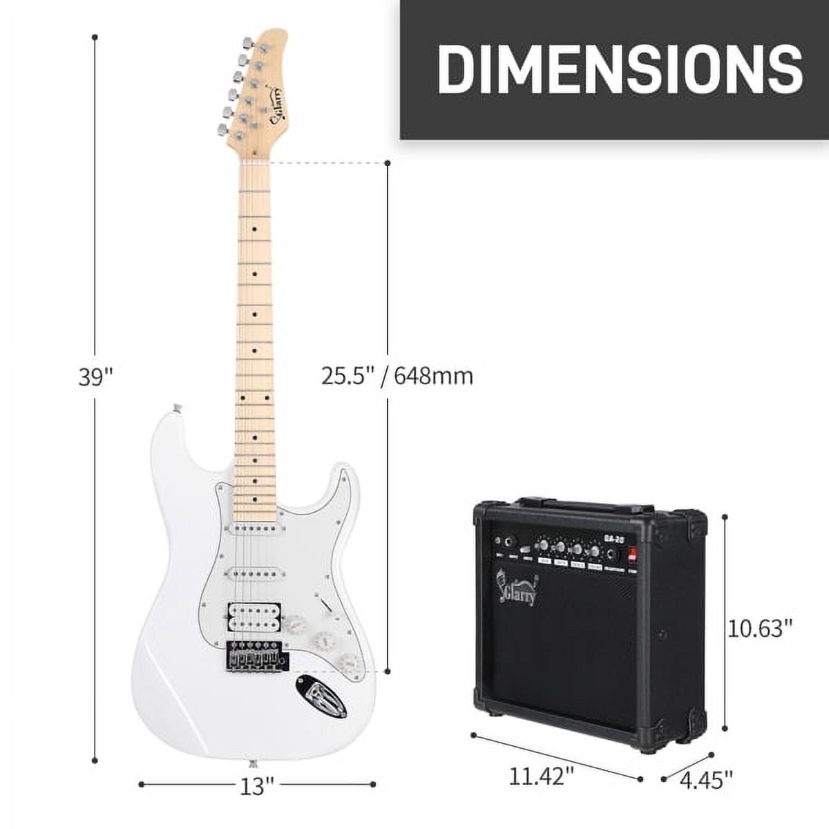 GST Stylish H-S-S Pickup Electric Guitar Kit with 20W AMP Bag Guitar Strap White