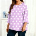 thumbnail image 6 of Xuniizn Womens Plus Size Tops Casual Crewneck Star Print 3/4 Sleeve T Shirts Soft Loose Breathable Holiday Cute Blouses, L-5XL, 6 of 6