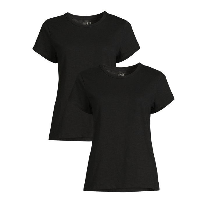 Time & Tru Women's Slub Crew T-Shirt, 2 Pack - Walmart.com