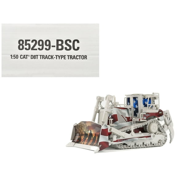 CAT Caterpillar D8T Track Type Tractor with Single Shank Ripper "Brent Scarbrough & Co." Patriotic Livery "High Line" Series 1/50 Diecast Model by Diecast Masters