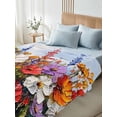 thumbnail image 4 of Vintage Wildflowers Queen Size Flat Sheet, Wrinkleproof & Fadeproof Cooling Flat Bed Sheet Only, Rustic Oil Painted Abstract Botanical Breathable Soft Bedding Top Sheets 90 x 102 Inches, 4 of 8