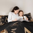 thumbnail image 5 of Catabedysis Cheetah ABC Print A 7-Piece Twin Bedding,Personalized Monogram Gifts Bedding Comforter Set,Black Reversible For Girls, 5 of 7