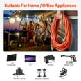 thumbnail image 6 of KFFKFF 100FT Extension Cable for Indoor and Outdoor Use, 16AWG 10Amps 1250W, Triple Plug Electric Wire with Illuminated Tip, Flexible and Resistant to -40°C Cold for Domestic and Office Use, 6 of 9