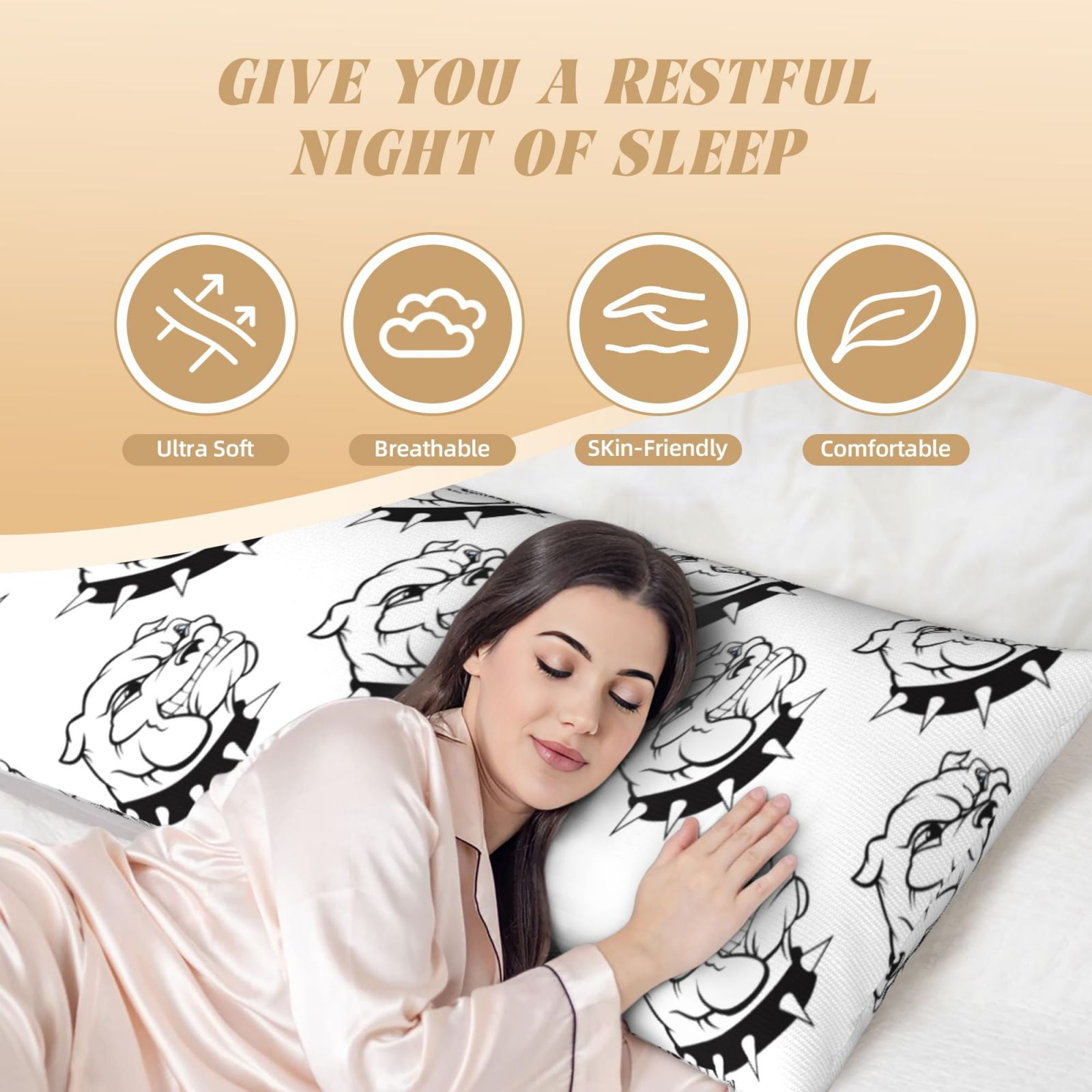 Naloa Cool Dog Super Soft 20x60 Body Pillow Case,Long Side Hidden Zipper（PILLOWS ARE NOT INCLUDED）