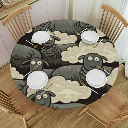 

Bciig Sheep Clouds Pattern Round Tablecloth Stain Resistant Washable Indoor Outdoor Kitchen Dining Wedding Parties 100% Polyester Outdoor Picnic Camping Kitchen Dining Party 42 -46