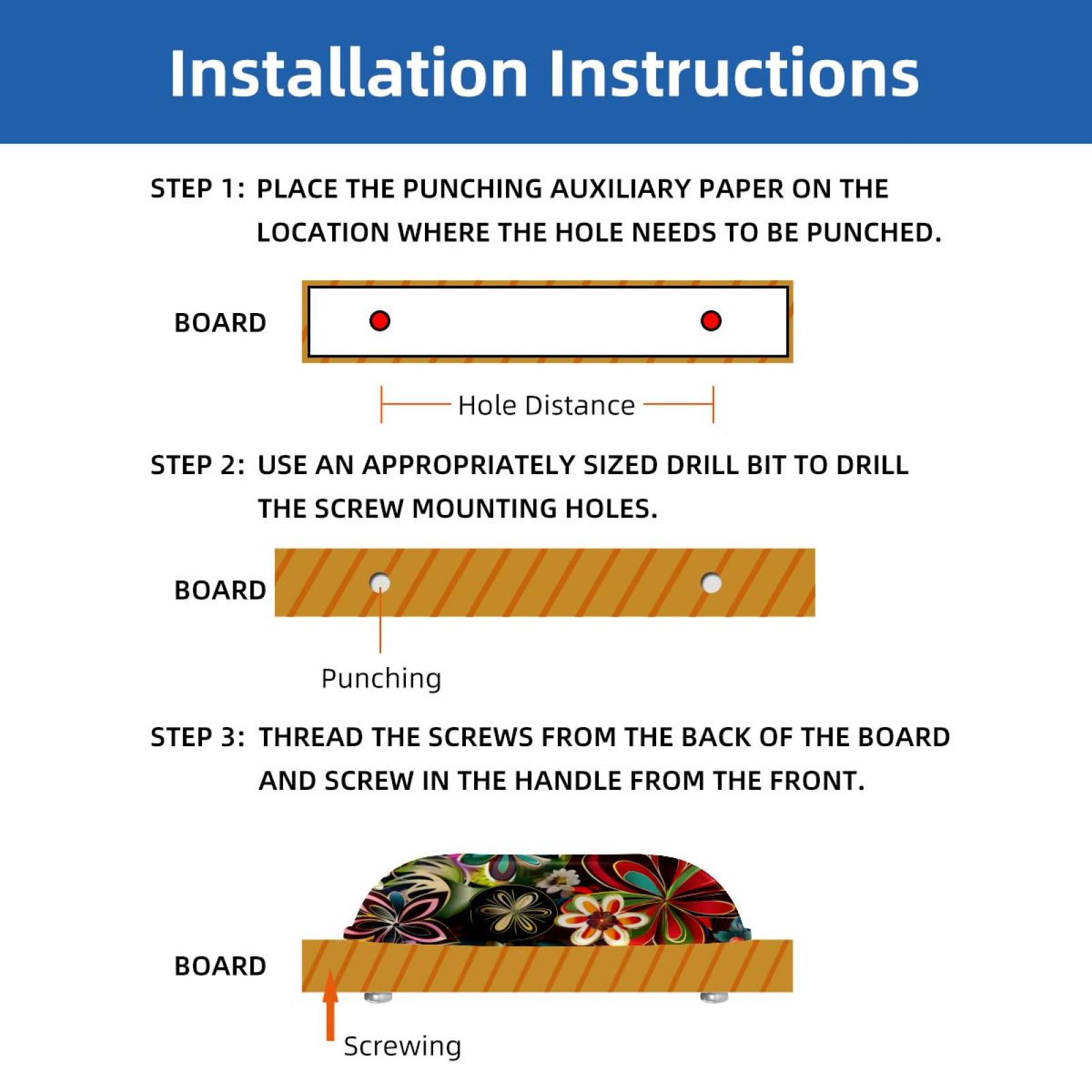 PhooArto 6 Pcs Cup Drawer Pulls, Abstract Floral Colorful Flowers Shell Shape Handles Cabinet Knobs for Dresser Cupboard Closet Wardrobe with Screws