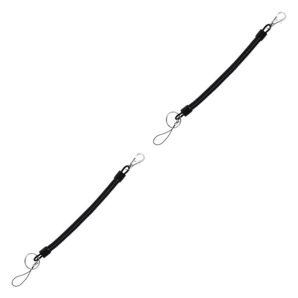 Moyic Exquisitas correas elásticas de resorte, cordón de Clip para llavero, cuerda ajustable de moda, cordón elástico para hombre, negro Negro 2piezas
