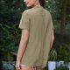 thumbnail image 3 of Tops de Manga Corta de las Mujeres, Moda Color Sólido, Cuello Redondo Línea Trasera Diseño Blusa, 3 of 6