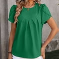 thumbnail image 2 of yillto Women Summer Tops Casual Chiffon Shirts Short Sleeve Tunics Blouse Crewneck Soft Comfy T-Shirt, 2 of 3
