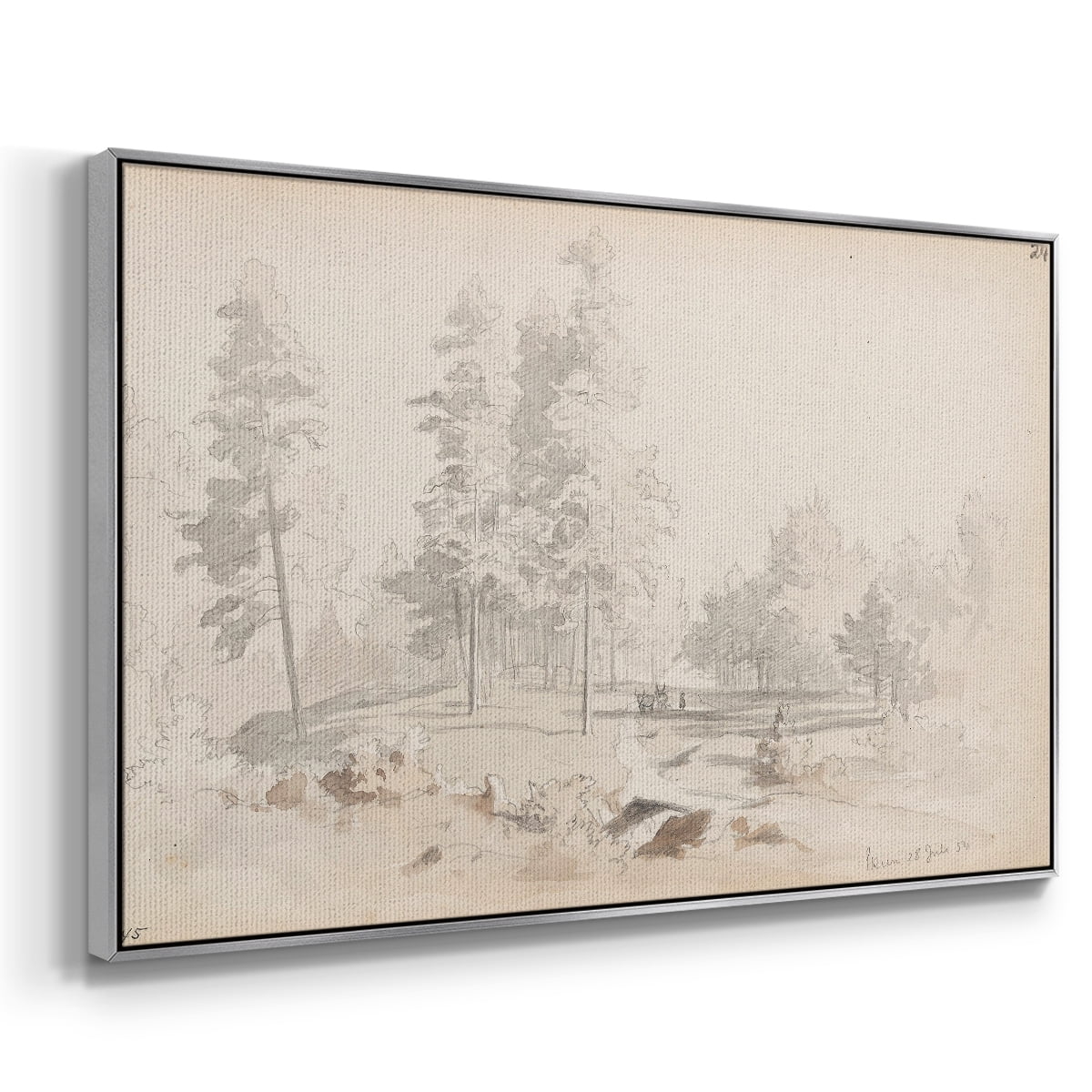 Vintage Sketch-XXXV By Wexford Home Framed in Silver Wood Gallery Wrapped Canvas 25 in. x 37 in.