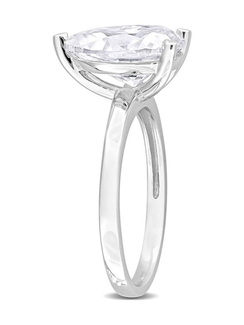 3.00 Carat (Ctw) Lab-Created Pear-Cut Moissanite Engagement Ring in Sterling Silver for Women