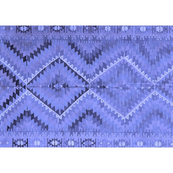 Ahgly Company Indoor Rectangle Abstract Blue Contemporary Area Rugs, 2' x 4'