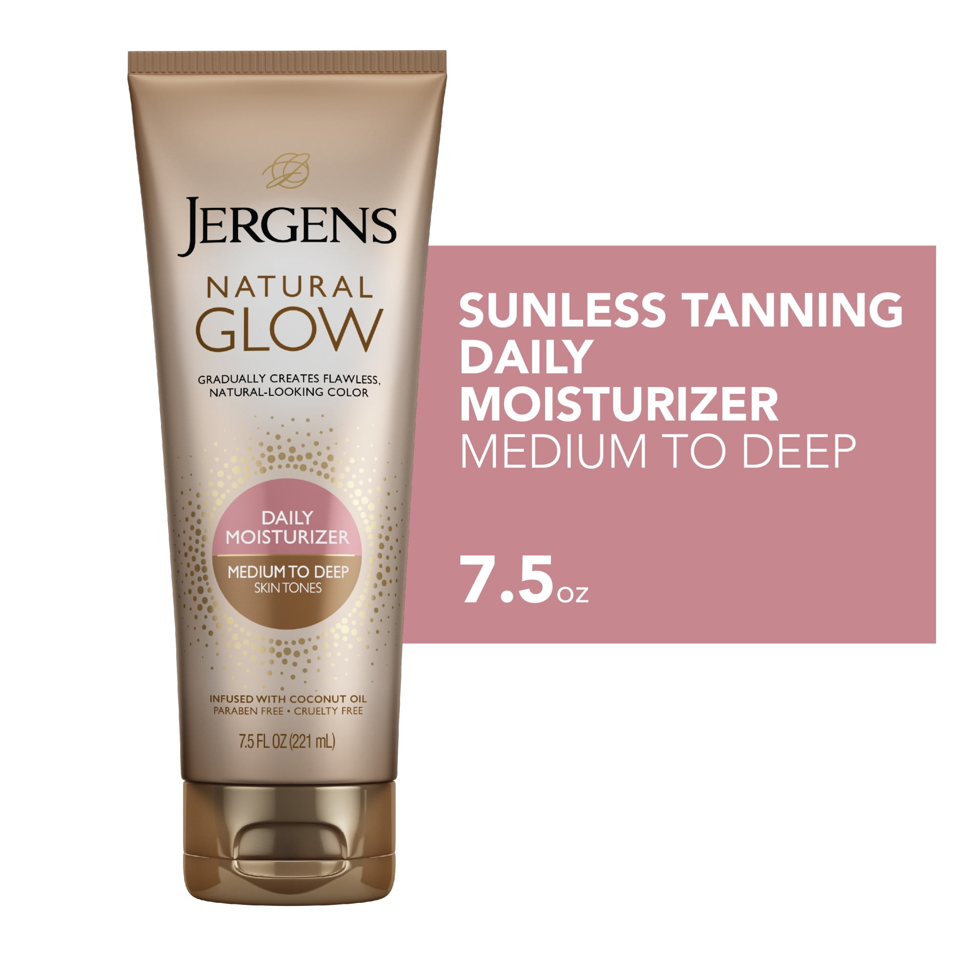 Jergens Natural Glow Sunless Tanning Daily Body Lotion, Medium to Deep Skin Tone, 7.5 fl oz