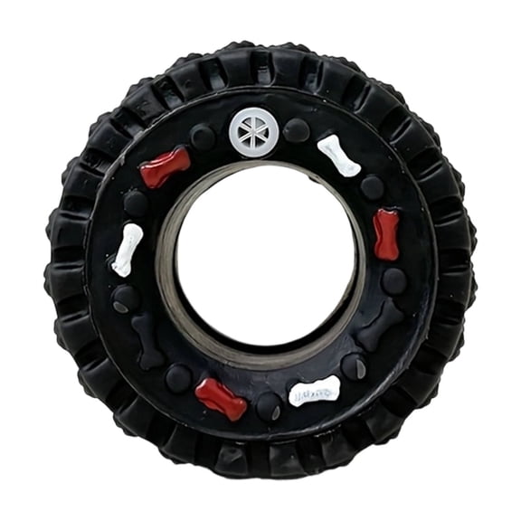 Durable Squeaky Tire Dog Toy Interactive Rubber Chew Realistic Design for Medium Large Dogs