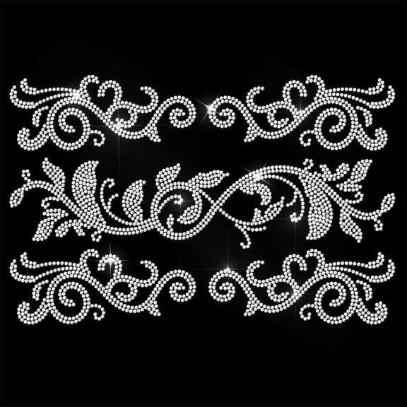 White Rhinestone Iron on Transfer Fringe Leaves Bling Diamond Hotfix Patches for DIY Clothes 11.6"x8.2" Large Iron On Sequin Applique for DIY Jeans Jacket Caps Bag T-Shirts Shoes DIY Decor