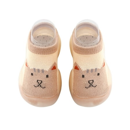 

Colisha Baby Socks Slipper Rubber Sole First Walker Shoes Cartoon Crib Shoe Daily Comfort Floor Slippers Prewalker Sock Khaki 5C