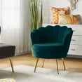 thumbnail image 3 of Seashell Upholstered Accent Chair Velvet Lounge Vanity Chair Metal Legs Home Living Room Bedroom, 3 of 10