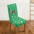 thumbnail image 5 of Green Bow Candy Cane Christmas Chair Covers Set of 6 Removable Washable Stretchable Kitchen Chair Covers for Dining Room Parsons Chairs Slipcover for Xmas Restaurant Farmhouse Hotel Home, 5 of 7