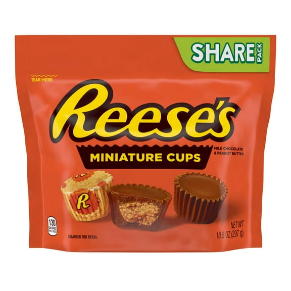 Reese's Miniatures Milk Chocolate Peanut Butter Cups Candy, Share Pack 10.5 oz - pack of 2