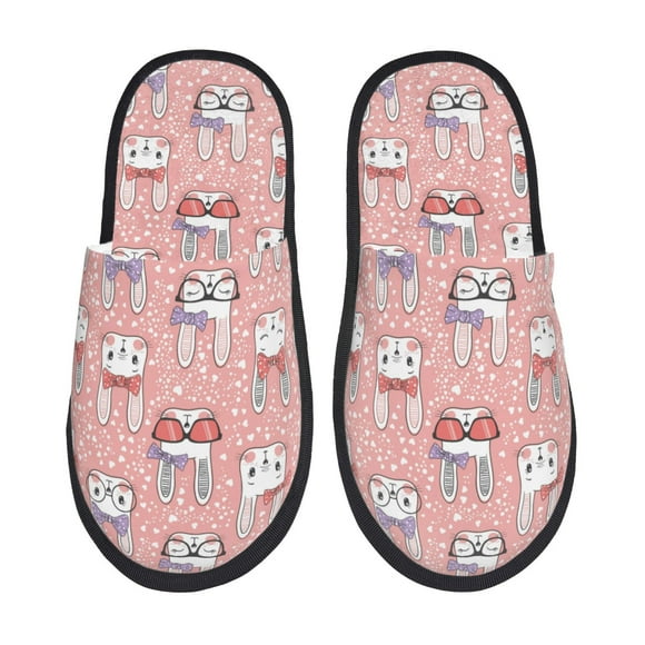 Fotbe Girl Rabbit Pantuflas Peludas para Mujer con Estampado, Zapatillas de Peluche, Zapatos de Invierno para Casa, Uso Interior y Exterior-Medium