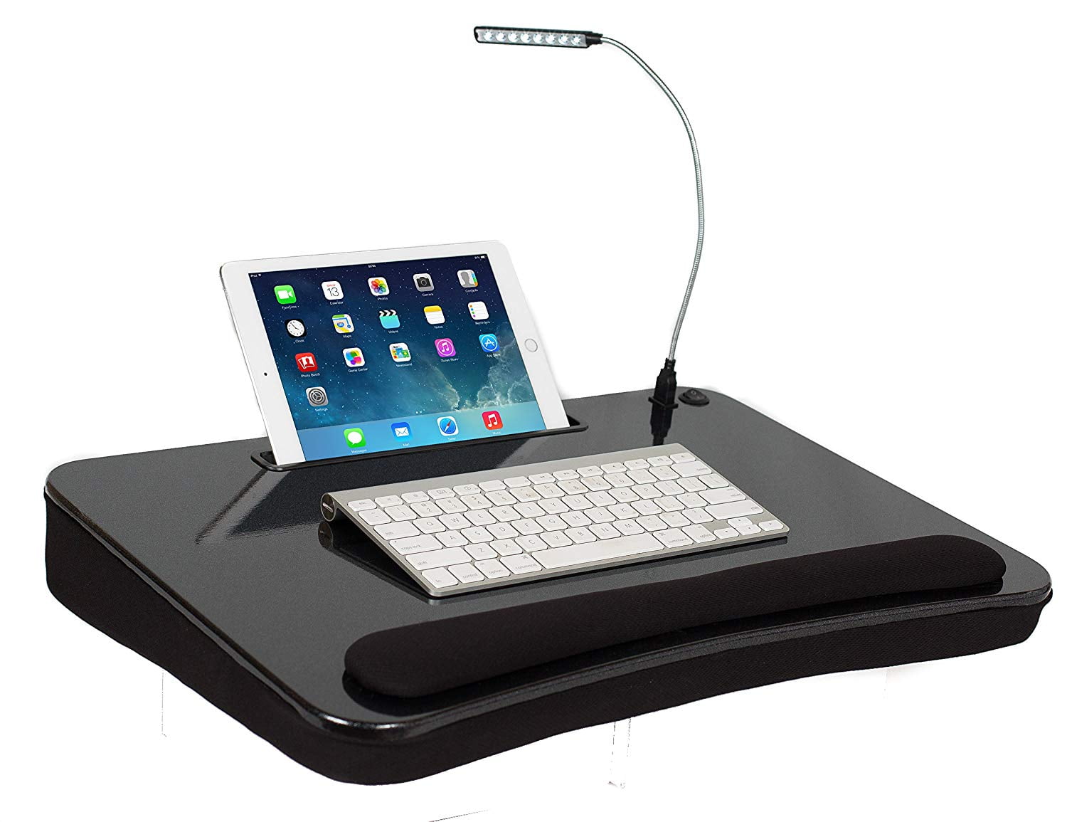 Sofia & Sam XLG Deluxe Lap Desk with Tablet Slot (with USB Light, Black