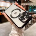 thumbnail image 4 of Compatible with iPhone 14 Pro Magnetic Case, Luxury Plating Clear Phone Case, Compatible with MagSafe for Women Girls with Camera Protector Soft TPU Shockproof Back Cover - Black, 4 of 10