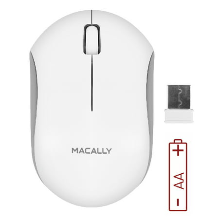 Macally RF Wireless Computer Mouse with 3 Button, Scroll Wheel, 2.4ghz Dongle Receiver, Compatible with Windows PC, Apple MacBook Pro/Air, iMac, Mac Mini, Laptops