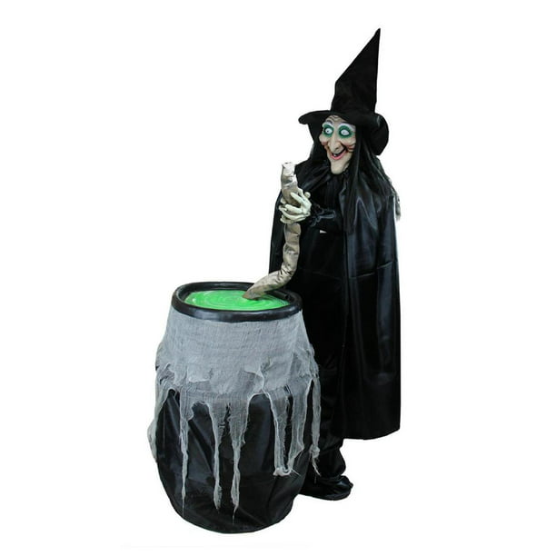 5.5' Lighted Witch and Cauldron Animated Halloween Decoration with ...