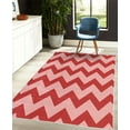 thumbnail image 4 of Shapes Decorative Rug, Chevron Pattern Classic Geometrical Horizontal Zig Zag Stripes Retro Artwork, Quality Carpet for Bedroom Dorm and Living Room, 6 Sizes, Blush Red, by Ambesonne, 4 of 4