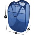 thumbnail image 3 of Cesto para la colada cuadrado desplegable de malla de lujo con bolsillo lateral y asas - Diseño plegable de tela - para ropa y lavandería - Hogar - (capacidad para 2 cargas) (14 x 23 pulgadas) azul marino Sailing  Electrónica, 3 of 5