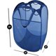 thumbnail image 3 of Cesto para la colada cuadrado desplegable de malla de lujo con bolsillo lateral y asas - Diseño plegable de tela - Hogar - (capacidad para 2 cargas) (14 x 23 pulgadas) azul marino Sincero Hogar, 3 of 5