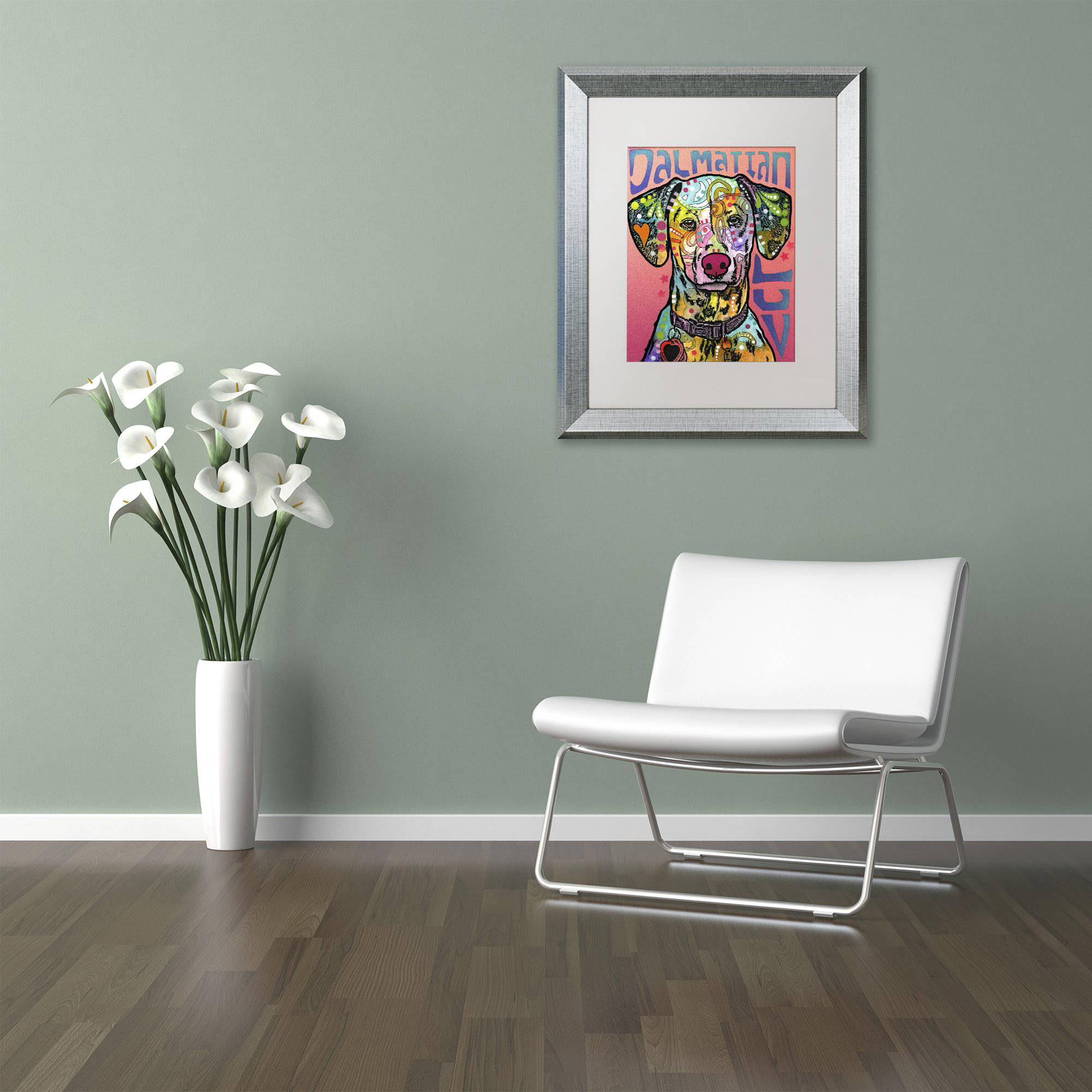 Trademark Fine Art 'Dalmatian Luv' Canvas Art by Dean Russo, White Matte, Silver Frame