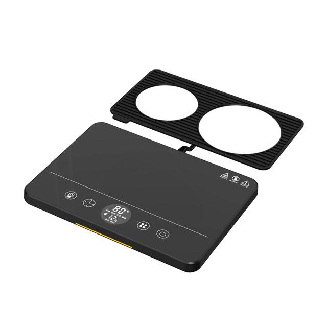 Calentador de tazas de escritorio para buffet con 9 ajustes de temperatura para eventos en casa. Enchufe estadounidense. Negro
