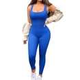 thumbnail image 3 of Women's Sexy One Piece Bodysuit Ribbed Sleeveless Bodycon Rompers Shorts Jumpsuits, 3 of 4