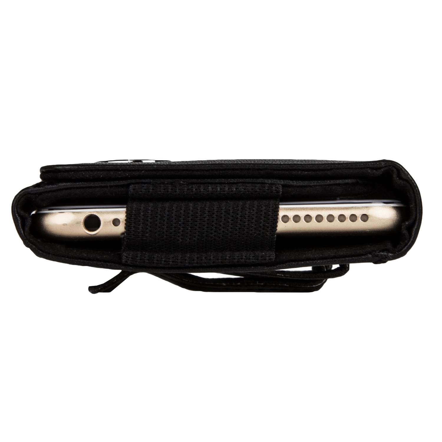 BUNDLE: Professional Vegan Leather Horizontal Smartphone Holster Case (Black) & Deluxe Stereo Hands-Free Headset fits Smartphones up to 6.1-inch iPhone XS / X Galaxy S10e / S10 / S9 / S8 / J3 Pixel 3