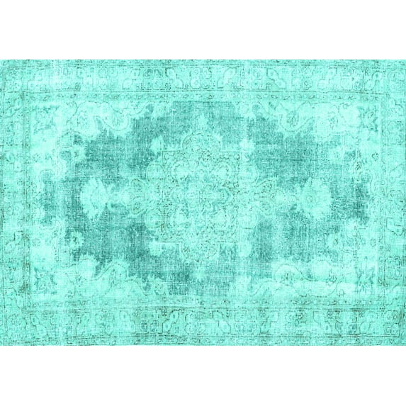 Ahgly Company Indoor Rectangle Persian Turquoise Blue Traditional Area Rugs, 2' x 5'
