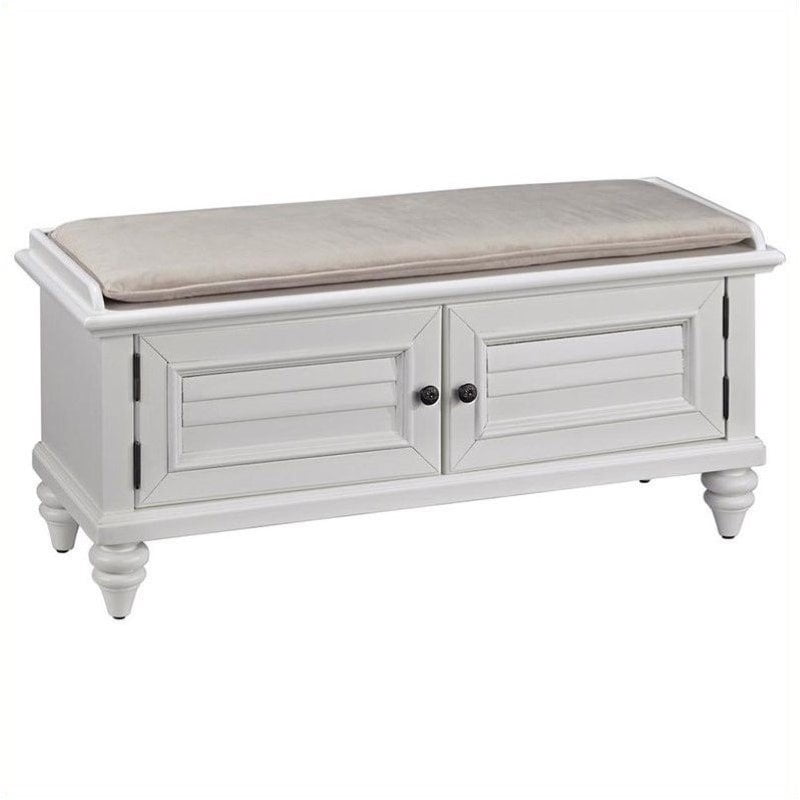 Bowery Hill Upholstered Bench In Brushed White Walmart