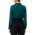 thumbnail image 3 of INSPIRE CHIC Women's Long Sleeve Bodysuits Work Button Up Shirt Body Suit S Peacock Blue, 3 of 5