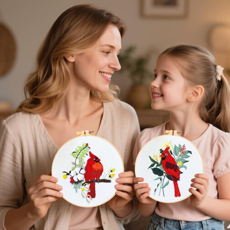 VETPW Embroidery Kit for Beginners, Red Birds Stamped Set photo 5