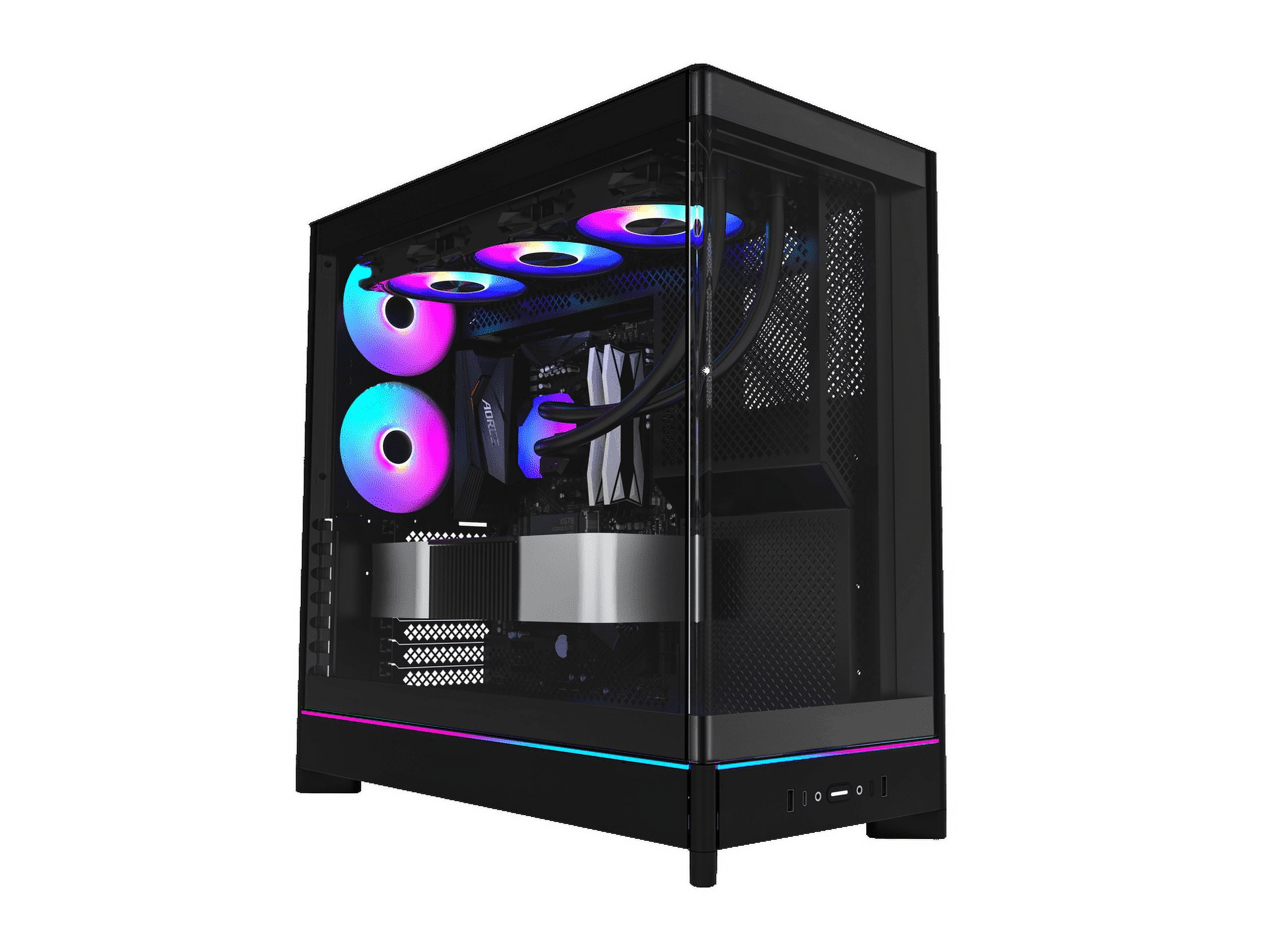 MONTECH HS02 PRO, ATX Mid-Tower PC Case, Gaming PC, High-Airflow, Reversible Layout, Sturdy Curved Tempered Glass Front Panel, 5x ARGB PWM Fan Pre-Installed, Sink-in Design, Toolless Panels, Black, US
