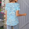 thumbnail image 4 of Womens Tops 2026 Summer Dressy Casual Floral Printed Short Sleeve Button Down Ruffle Pleated Shirts Loose Fit Cute Work Outfits Blouses, 4 of 6