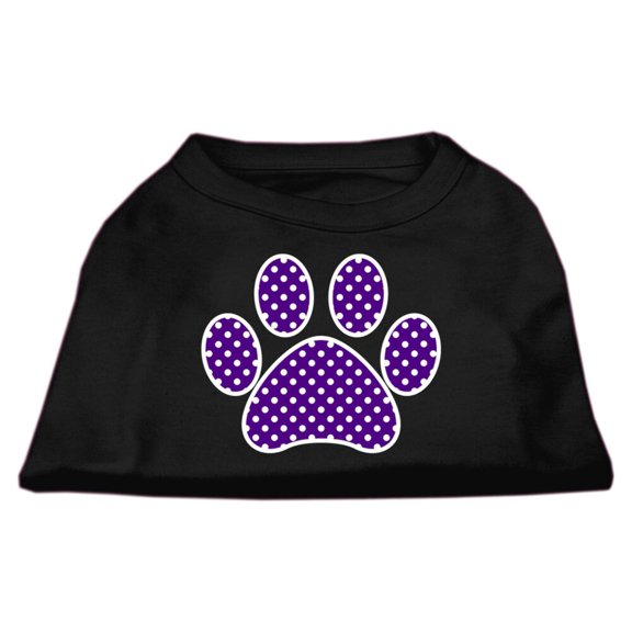 Pet Dog Cat Shirt Screen Printed, "Swiss Dots Purple Paw"