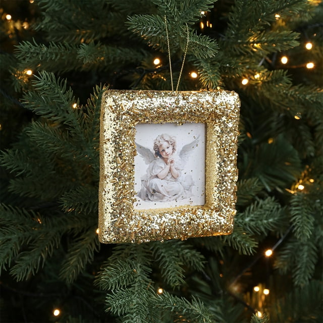 sdhkgrrt under $5 Christmas Picture Frame, Christmas Tree Picture Frame Ornaments,Square Round Irregular Shaped Photo Hanging Decor,Glue Powder Foam Christmas Photo Frames,Festive Photo Prop