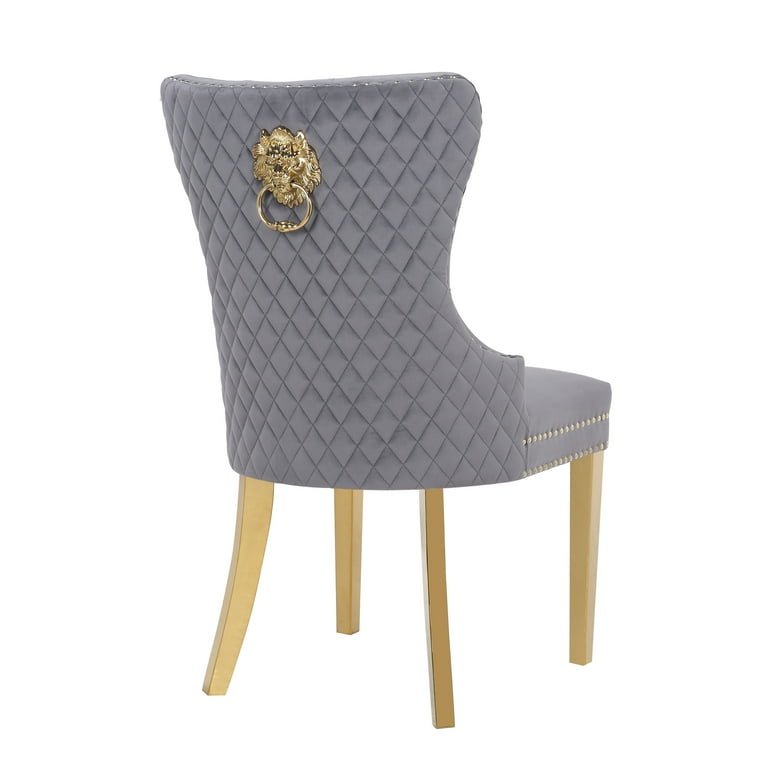 Dining chairs with lion head on back sale