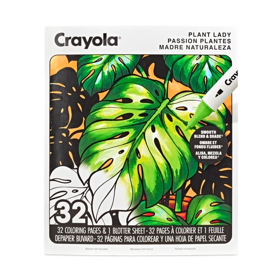 Crayola Plant Lady Adult Coloring Book, 32 Pgs, Alcohol Marker Friendly Paper, Mindfulness and Screen Free Activity for Adults and Plant Parents