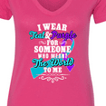 thumbnail image 4 of Inktastic Suicide Prevention Awareness I Wear Teal and Purple for Someone Who Meant the Women's V-Neck T-Shirt, 4 of 5